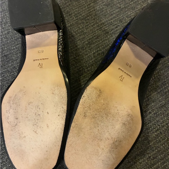 Frances Valentine Black Loafers with Gold Detail - Picture 2 of 2